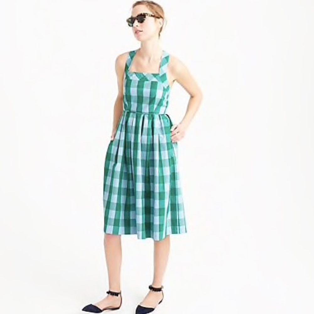J. CREW GINGHAM MIDI DRESS